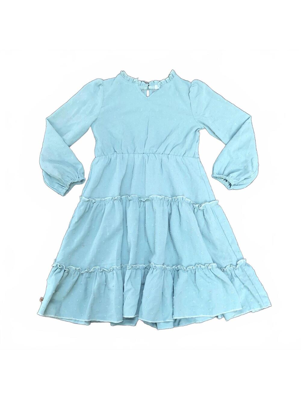 Arshiner Light Blue Long Sleeve Tiered Dress for Girls